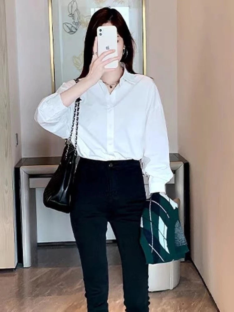Women's White Long Sleeve Classic Blouse