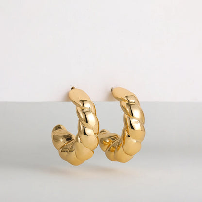 Women's Gold Croissant Chunky Hoop Earrings