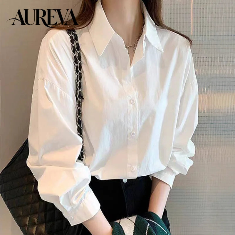 Women's White Long Sleeve Classic Blouse