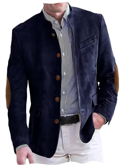Men's Vintage Suede Blazer with Elbow Patches