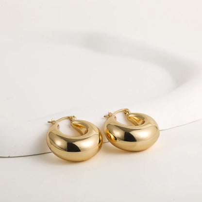 Women's Gold Croissant Chunky Hoop Earrings