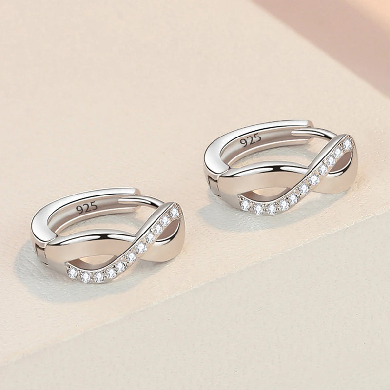 Women's Sterling Silver Zircon Hoop Earrings