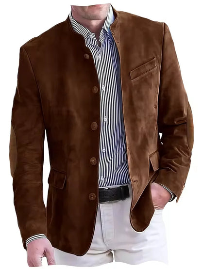 Men's Vintage Suede Blazer with Elbow Patches