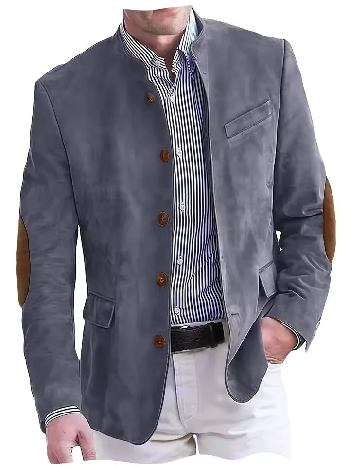 Men's Vintage Suede Blazer with Elbow Patches