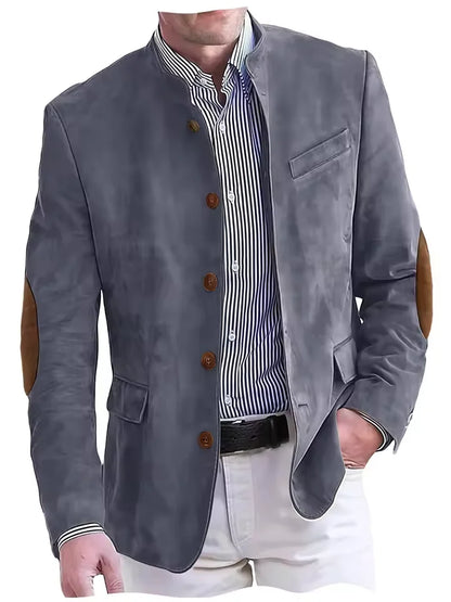 Men's Vintage Suede Blazer with Elbow Patches