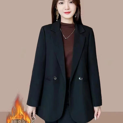 Women's Black Warm Lined Blazer