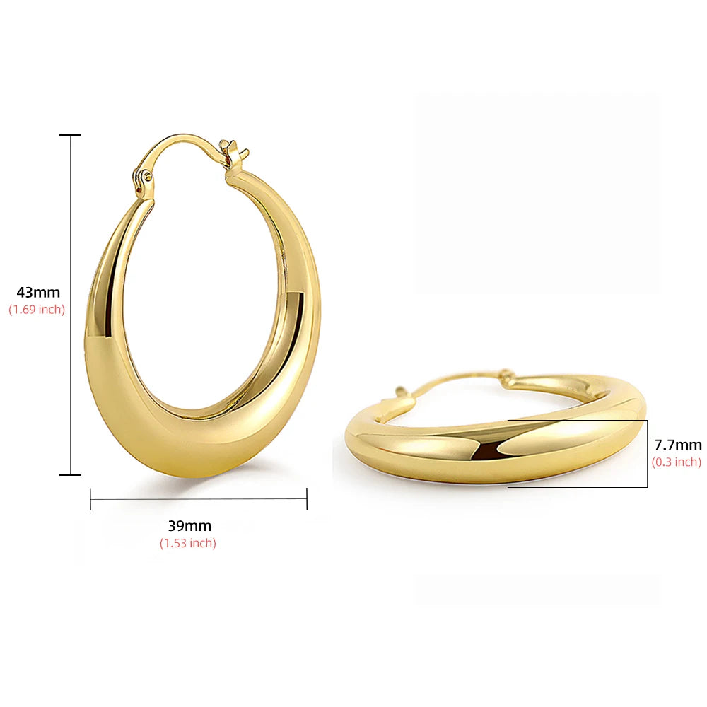 Women's Gold Croissant Chunky Hoop Earrings