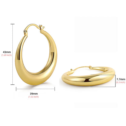 Women's Gold Croissant Chunky Hoop Earrings