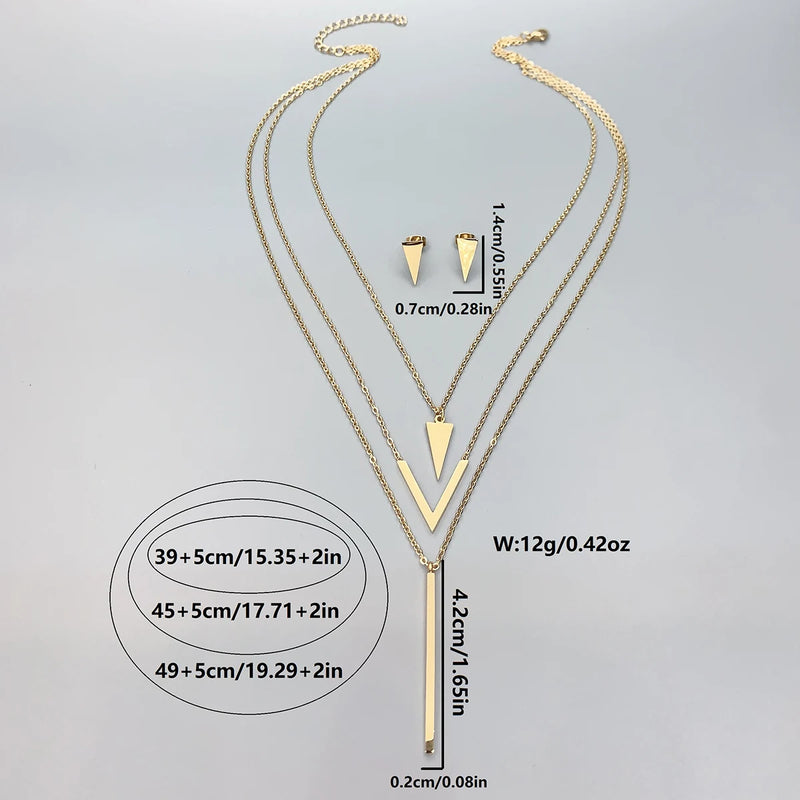 Women's V-Shaped Geometric Jewelry Set