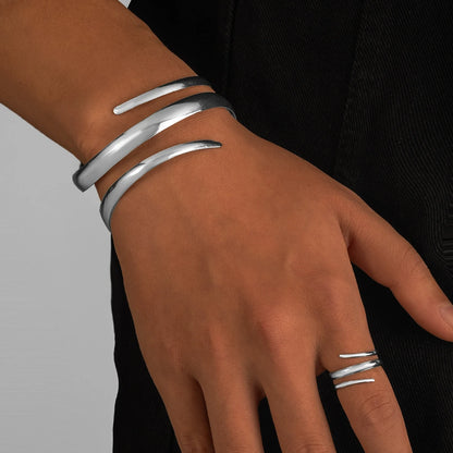Women's Geometric Open Bracelet & Ring Set