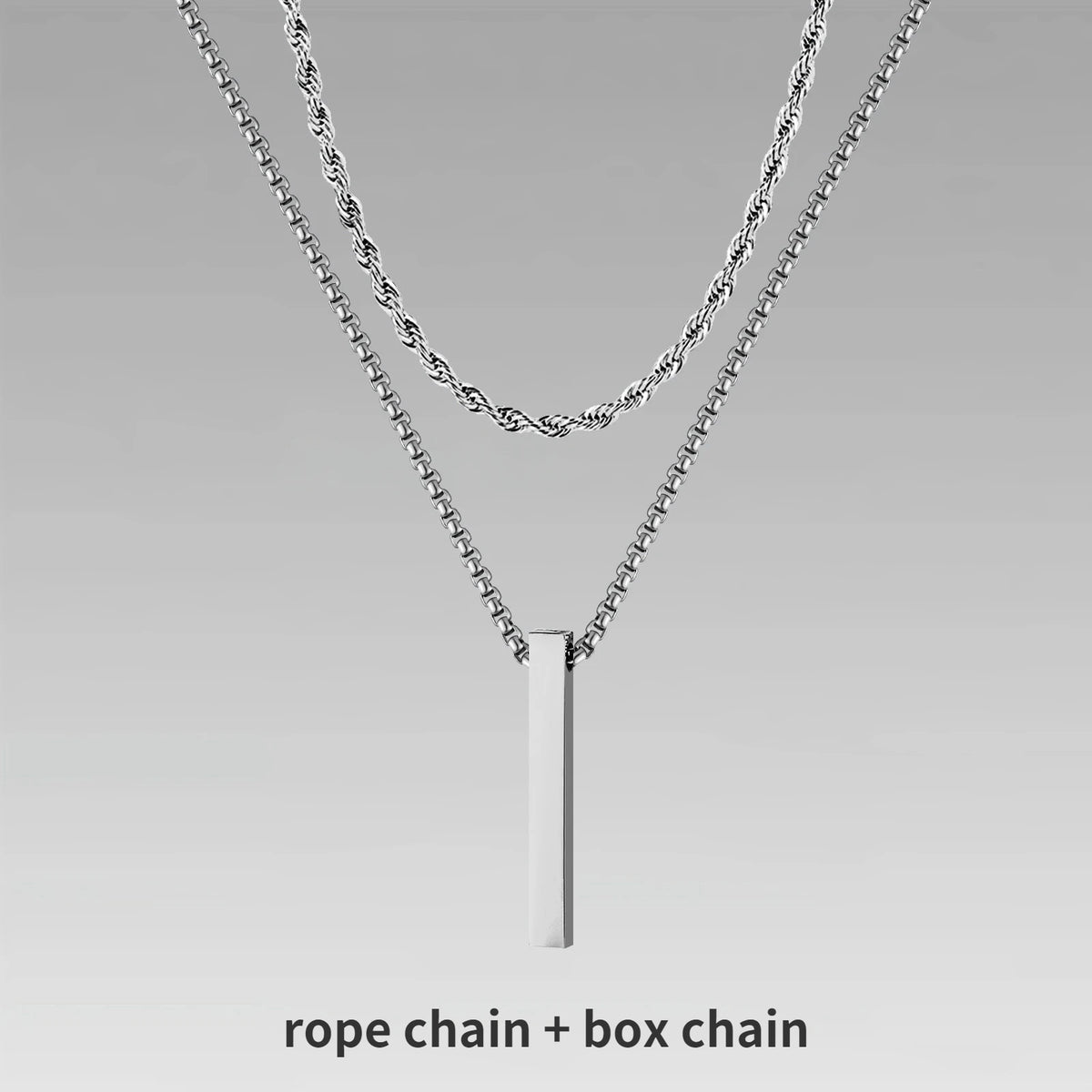 Men's 3D Vertical Bar Pendant Necklace