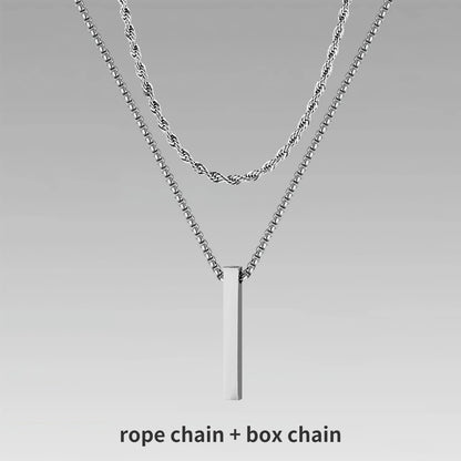 Men's 3D Vertical Bar Pendant Necklace