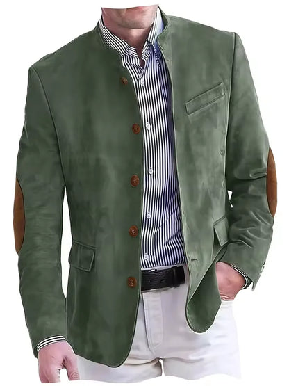 Men's Vintage Suede Blazer with Elbow Patches