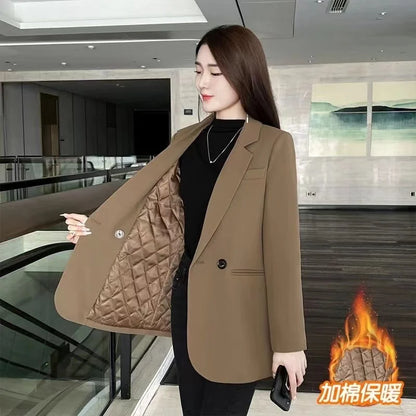 Women's Black Warm Lined Blazer
