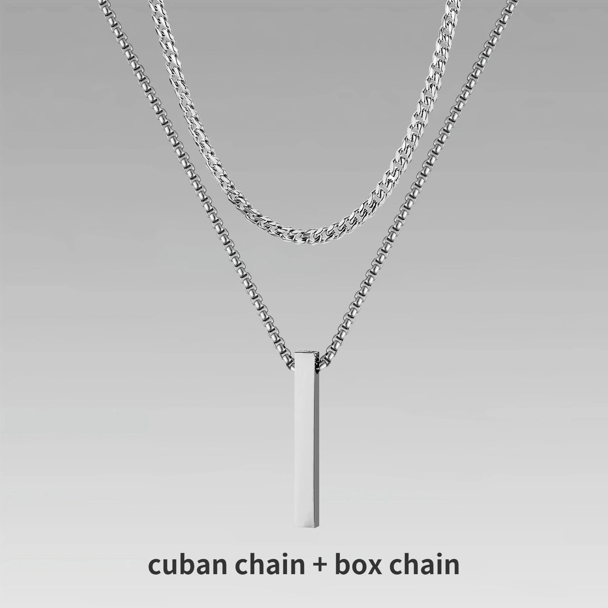 Men's 3D Vertical Bar Pendant Necklace