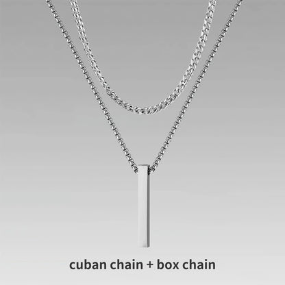 Men's 3D Vertical Bar Pendant Necklace