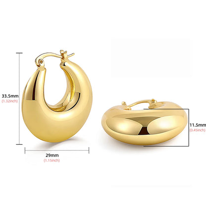Women's Gold Croissant Chunky Hoop Earrings