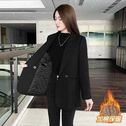 Women's Black Warm Lined Blazer
