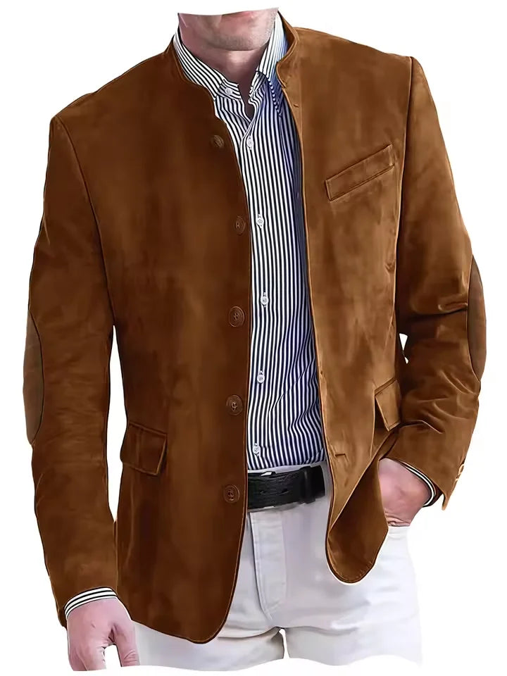 Men's Vintage Suede Blazer with Elbow Patches