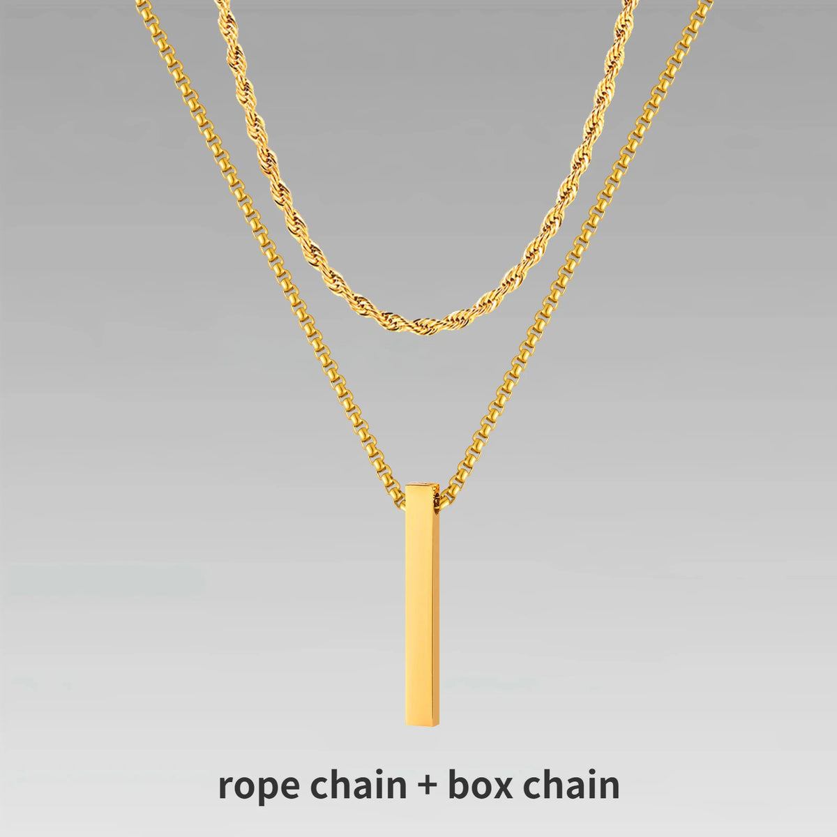 Men's 3D Vertical Bar Pendant Necklace