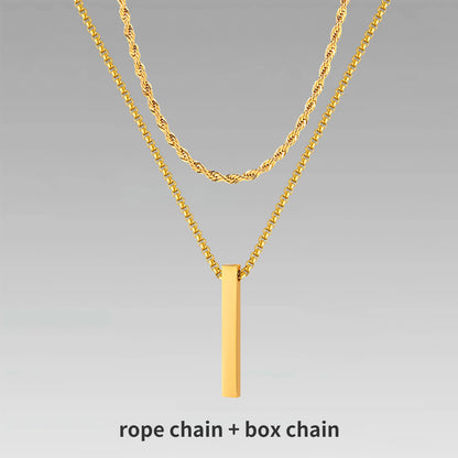 Men's 3D Vertical Bar Pendant Necklace