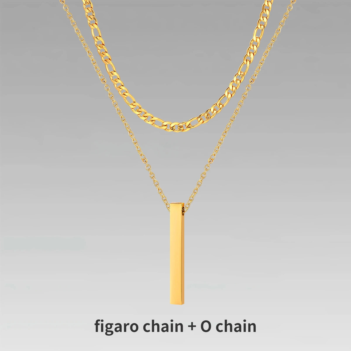 Men's 3D Vertical Bar Pendant Necklace