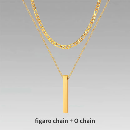 Men's 3D Vertical Bar Pendant Necklace