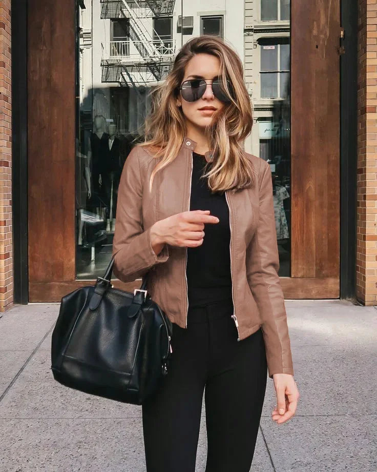 Women's Faux Leather Tailored Jacket