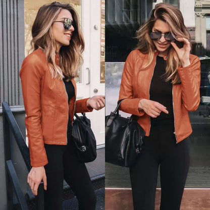 Women's Faux Leather Tailored Jacket