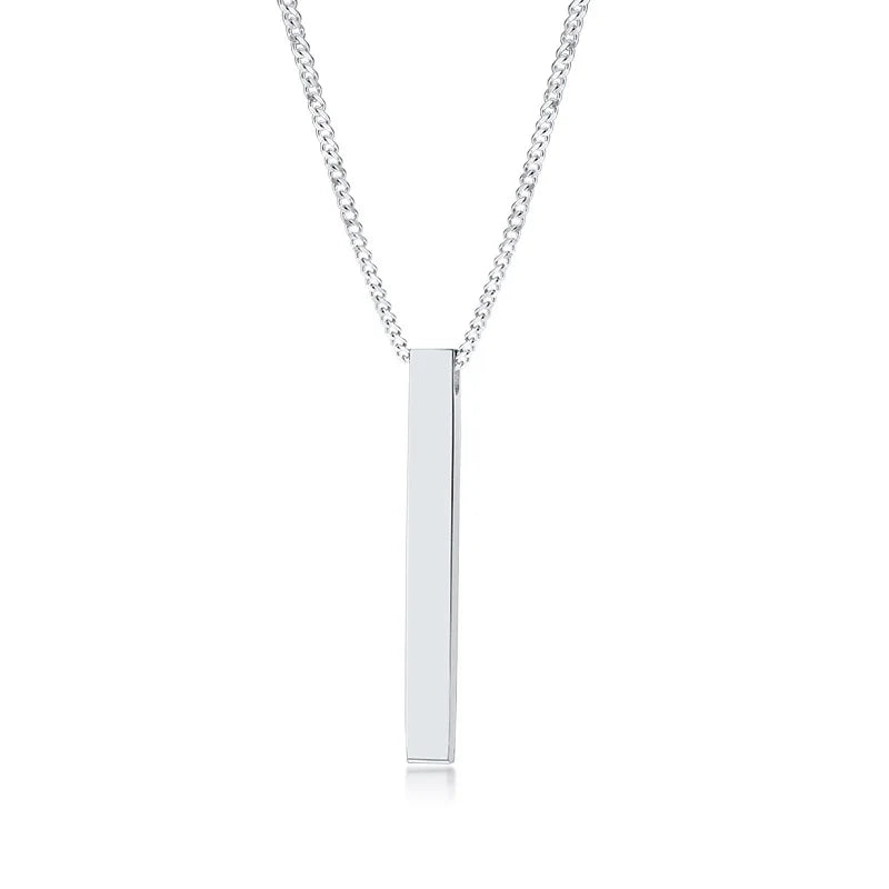 Men's 3D Vertical Bar Pendant Necklace