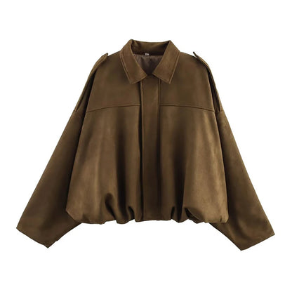 Women's Vintage Loose Bomber Jacket