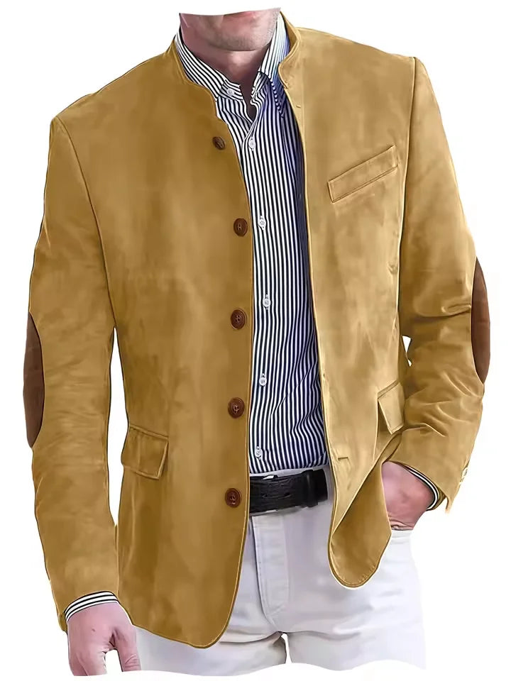 Men's Vintage Suede Blazer with Elbow Patches