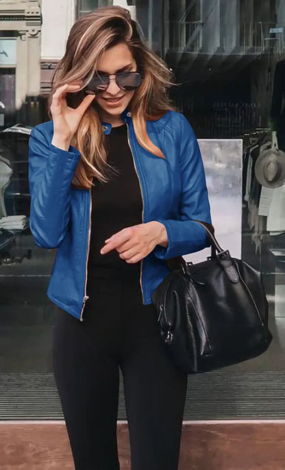 Women's Faux Leather Tailored Jacket