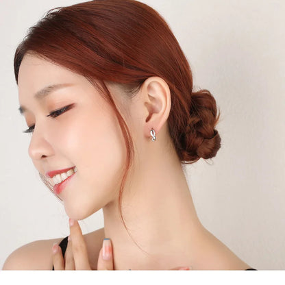 Women's Sterling Silver Zircon Hoop Earrings
