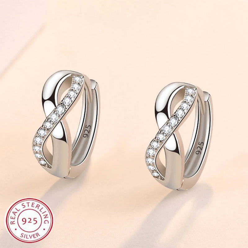 Women's Sterling Silver Zircon Hoop Earrings