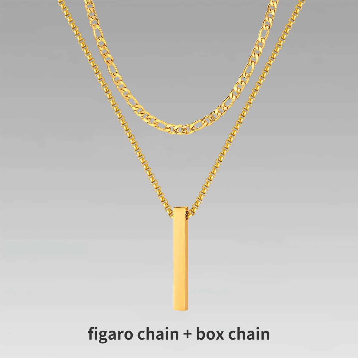 Men's 3D Vertical Bar Pendant Necklace