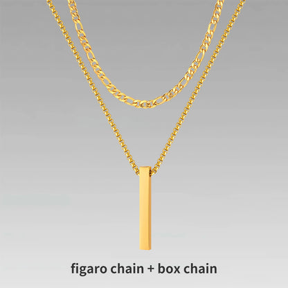Men's 3D Vertical Bar Pendant Necklace