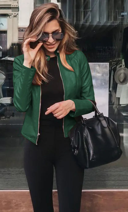 Women's Faux Leather Tailored Jacket