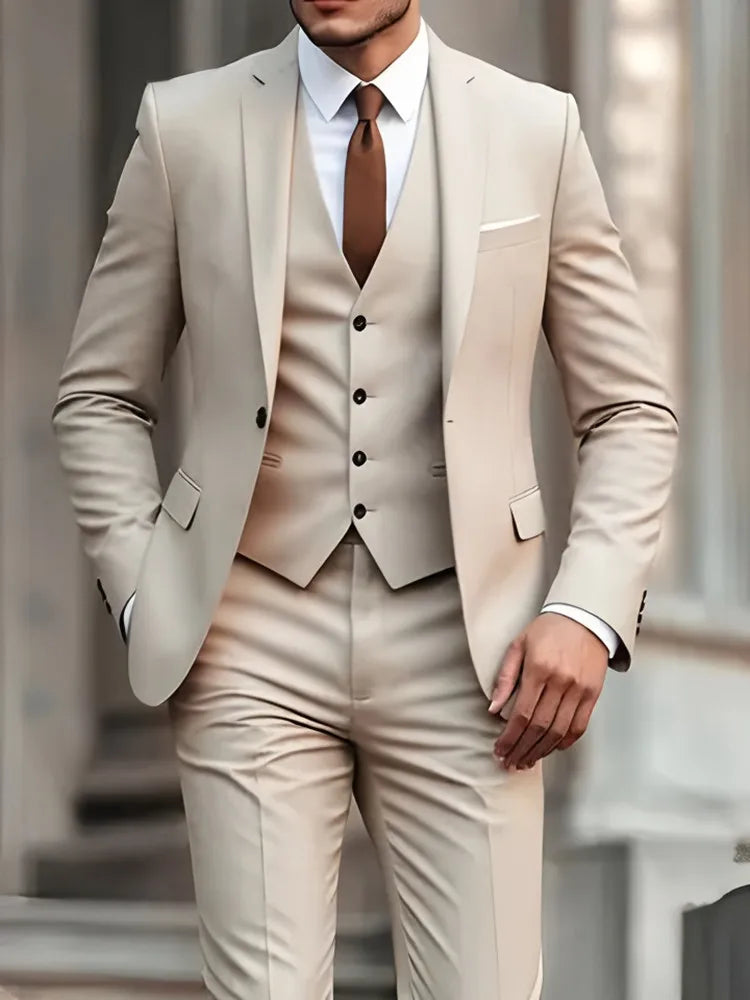 Men's Beige Formal Business Suit