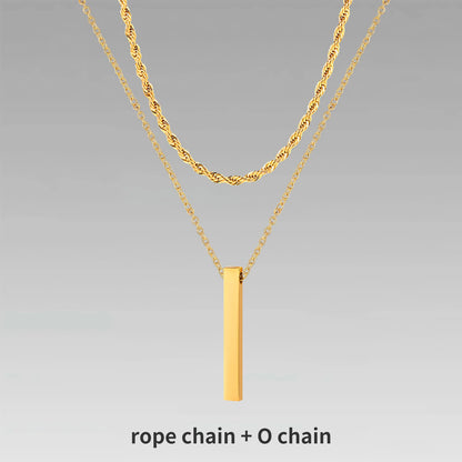 Men's 3D Vertical Bar Pendant Necklace