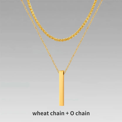 Men's 3D Vertical Bar Pendant Necklace