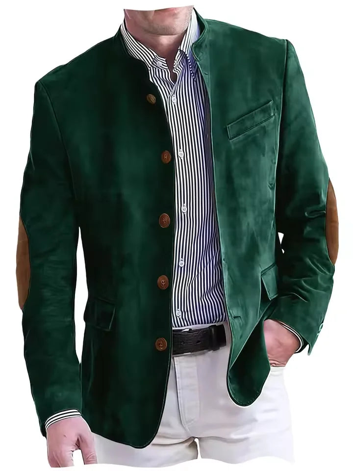 Men's Vintage Suede Blazer with Elbow Patches