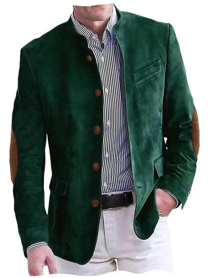 Men's Vintage Suede Blazer with Elbow Patches