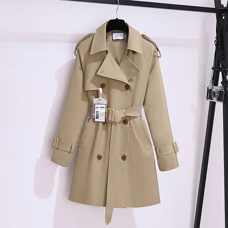 Women's Belted Double-Breasted Trench Coat