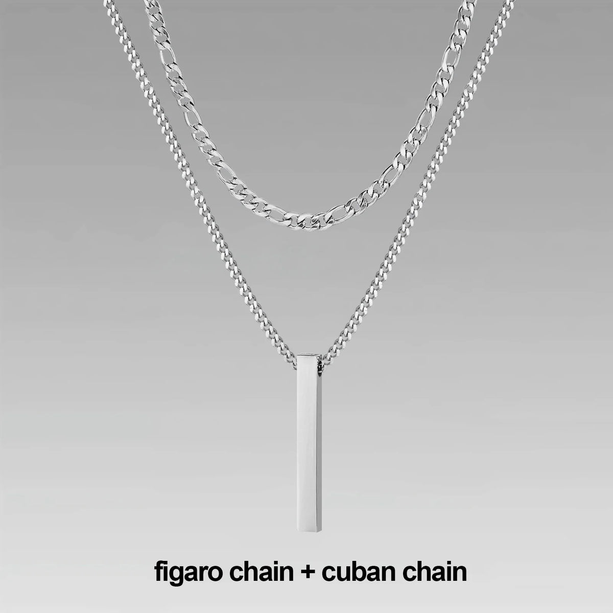 Men's 3D Vertical Bar Pendant Necklace