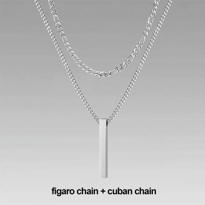 Men's 3D Vertical Bar Pendant Necklace