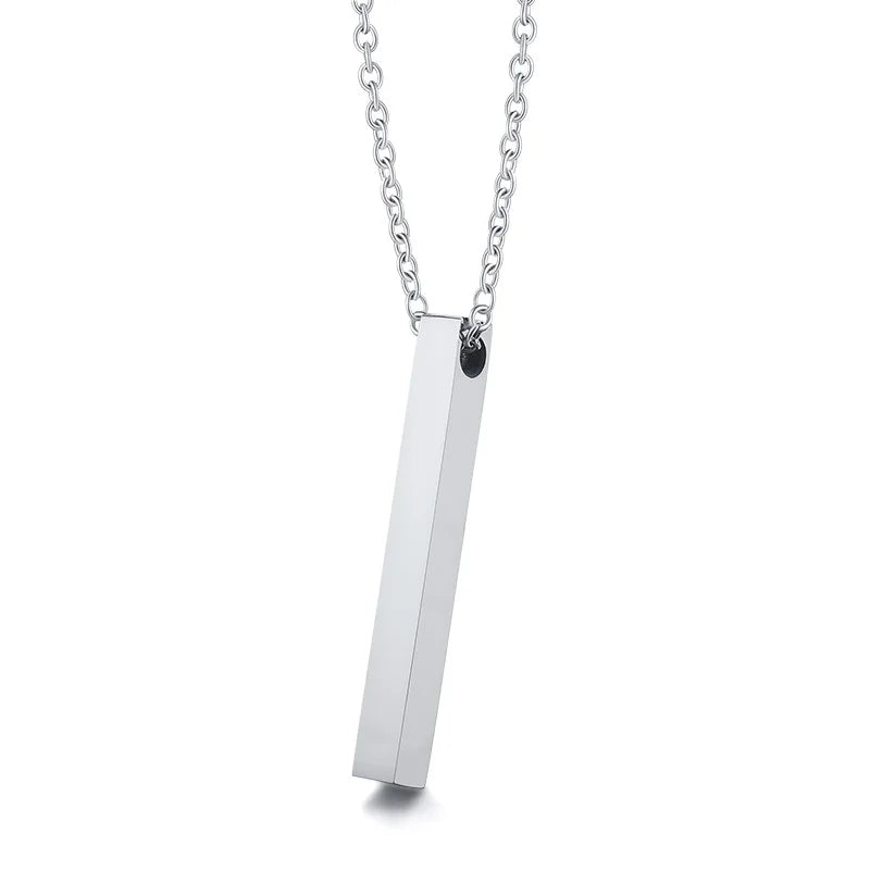 Men's 3D Vertical Bar Pendant Necklace