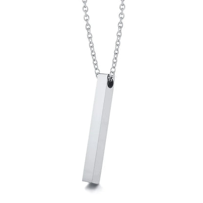 Men's 3D Vertical Bar Pendant Necklace