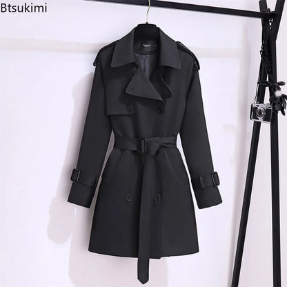 Women's Belted Double-Breasted Trench Coat