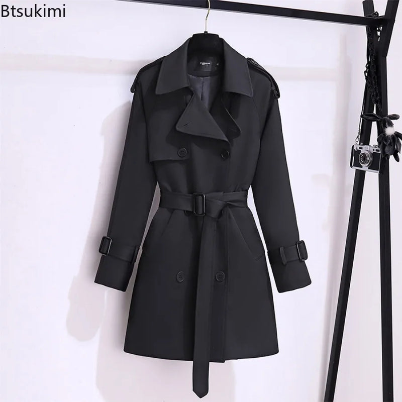 Women's Belted Double-Breasted Trench Coat